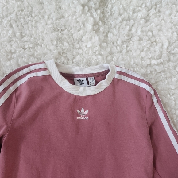 Adidas Originals Teen XXS Pink Trace Maroon 3 Stripes Long Sleeve Logo Shirt Top - Picture 7 of 10